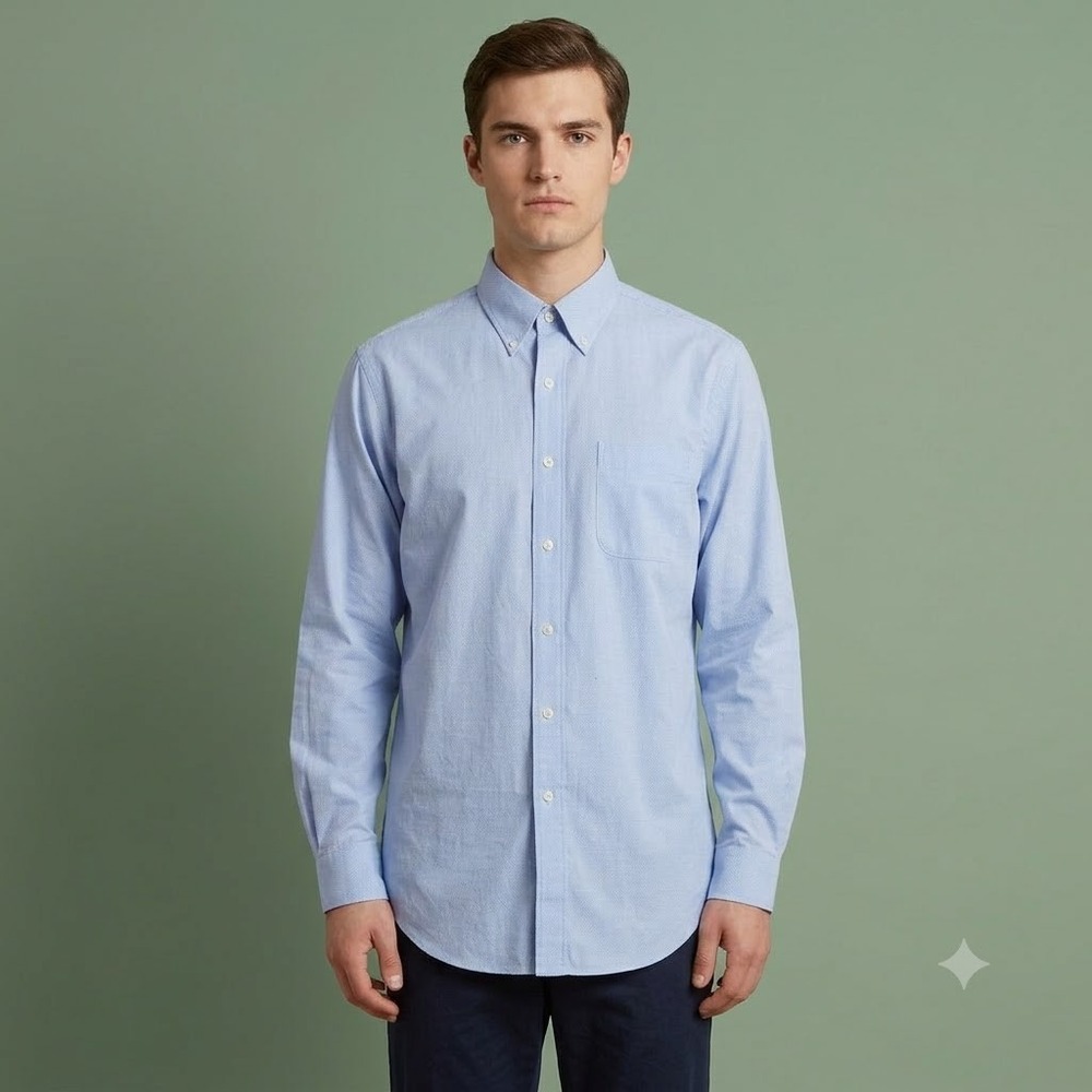 Lauren Ralph Lauren Men's 16 34/35 Dress Shirt Blue Micro Check Non Iron EUC